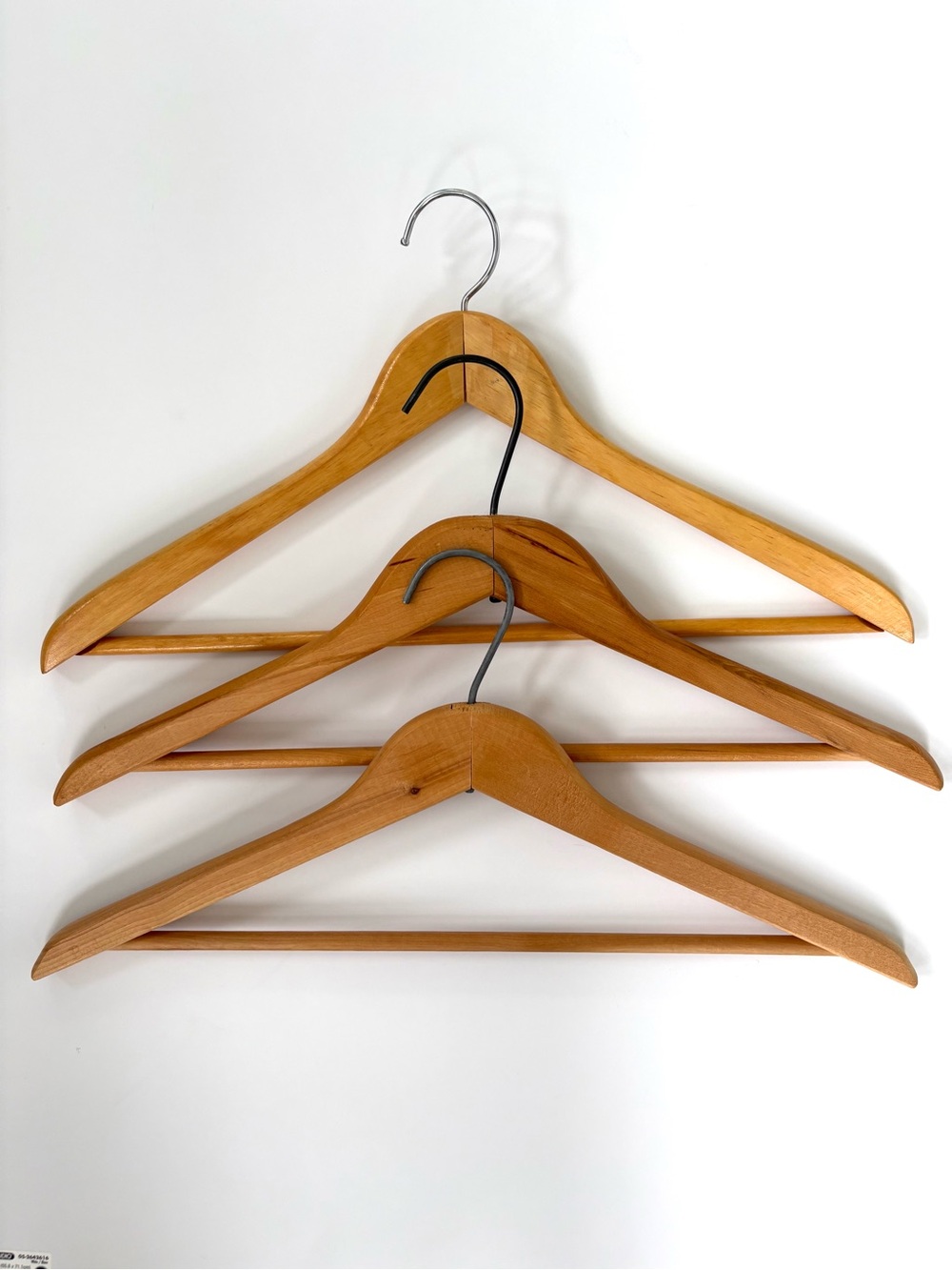 Set of 3 Wooden Suit Hangers in Natural Wood Vintage